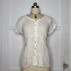 White cotton tie back top